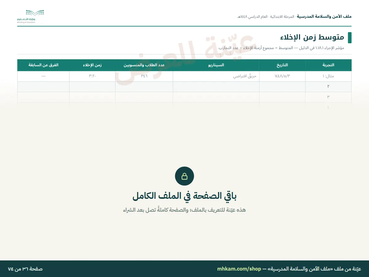 ملف الأمن والسلامة المدرسية: صفحة ٥ من العيّنة