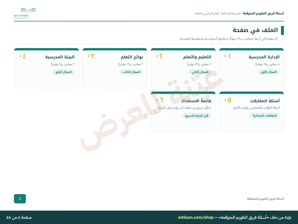 حقيبة زيارة التقويم الكاملة: صفحة ٣ من العيّنة