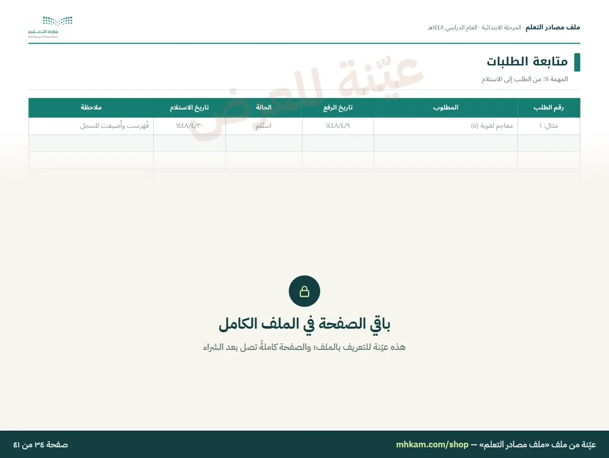 ملف مصادر التعلم: صفحة ٦ من العيّنة