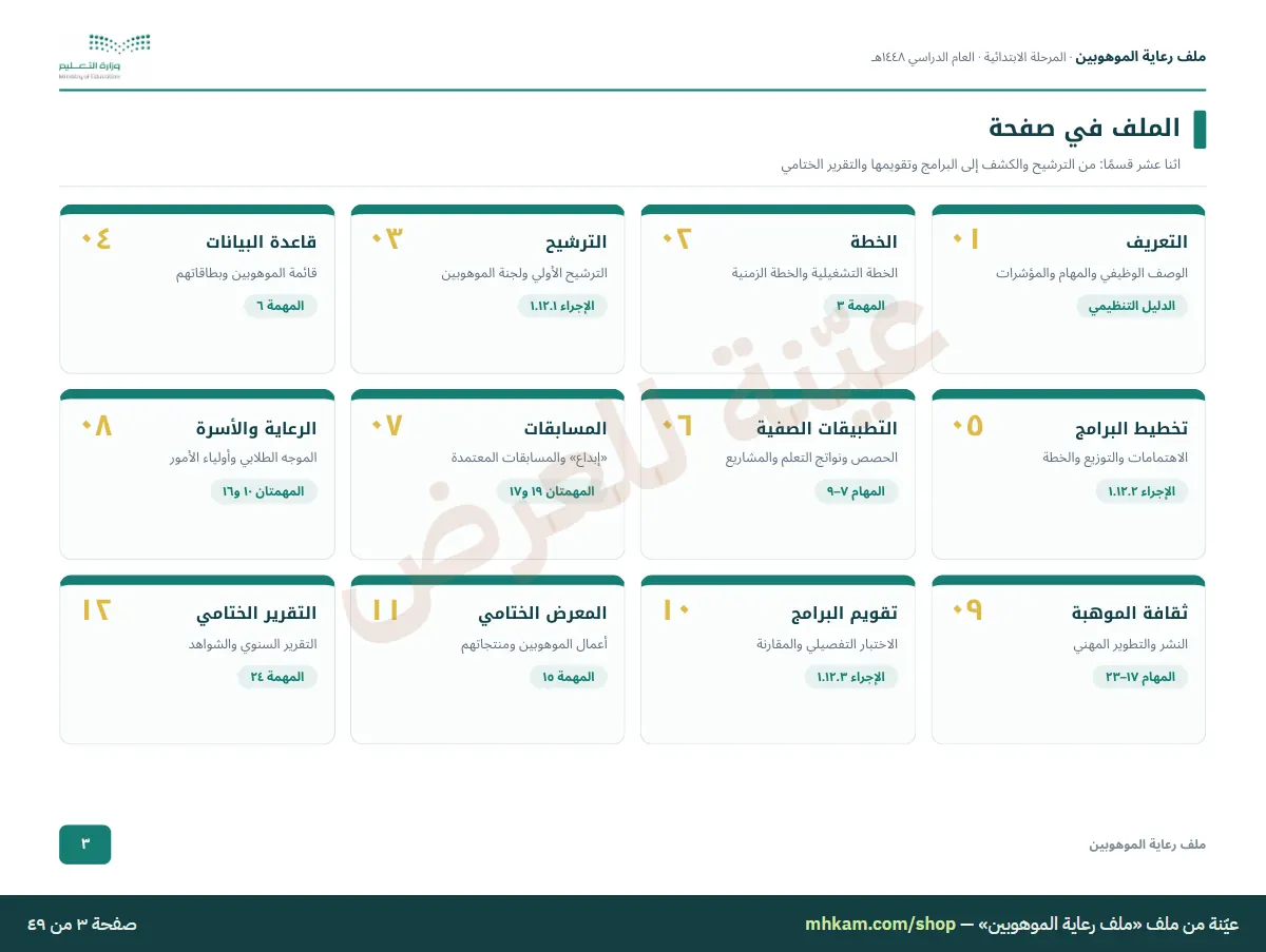 ملف رعاية الموهوبين: صفحة ٢ من العيّنة