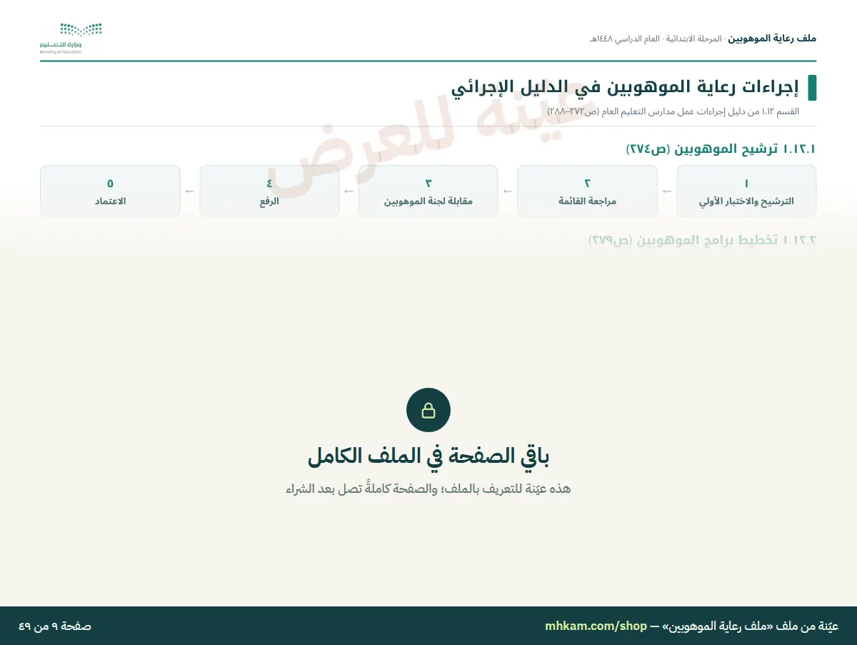ملف رعاية الموهوبين: صفحة ٤ من العيّنة