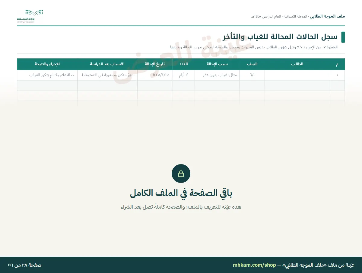 ملف الموجه الطلابي: صفحة ٥ من العيّنة