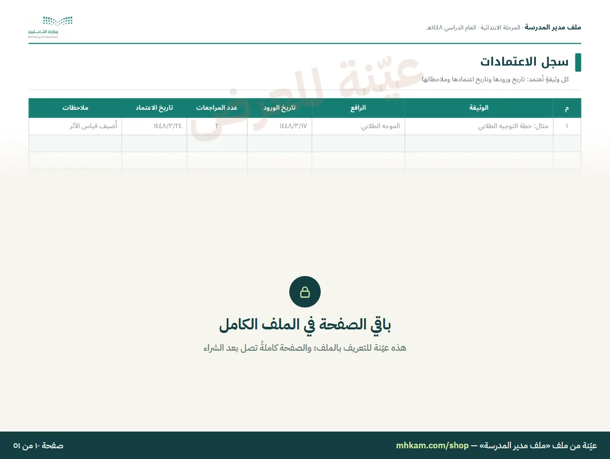 ملف مدير المدرسة: صفحة ٤ من العيّنة