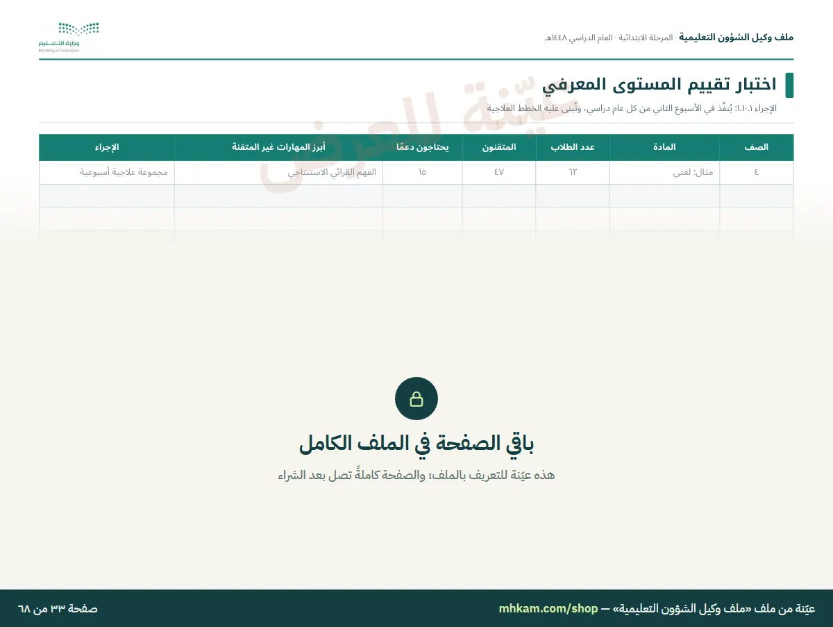 ملف وكيل الشؤون التعليمية: صفحة ٥ من العيّنة