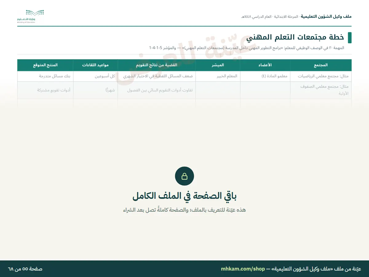 ملف وكيل الشؤون التعليمية: صفحة ٦ من العيّنة