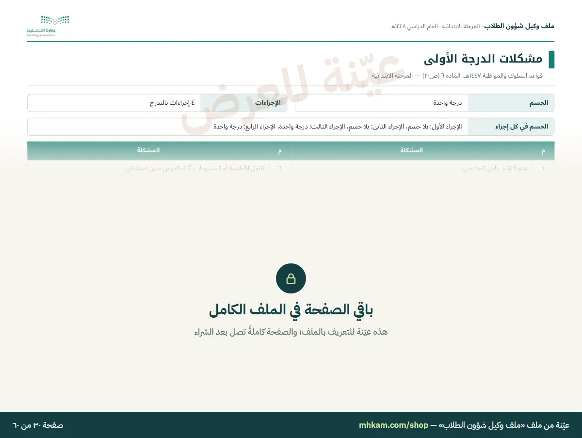 ملف وكيل شؤون الطلاب: صفحة ٥ من العيّنة